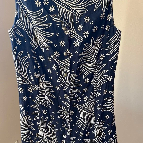 Bella Canvas Midnight Blue and Cream Patterned Maxi‎ Dress - Picture 3 of 6